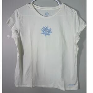 Life is Good White Flower T Shirt Women's Size XL